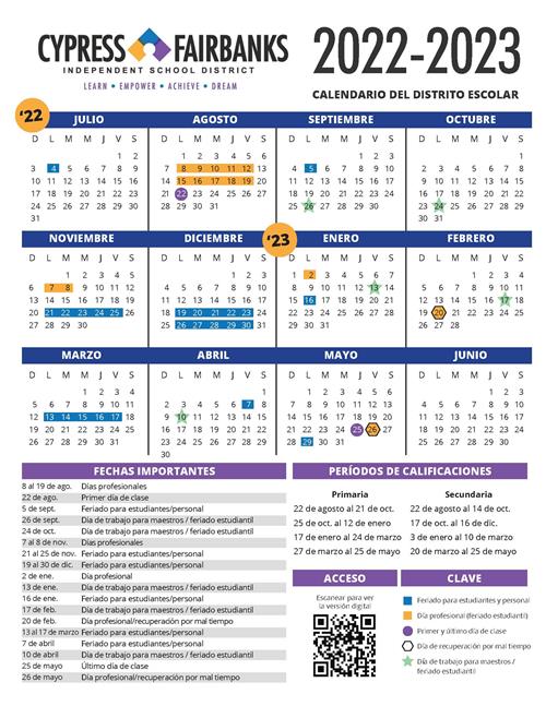  calendario escolar para 2022-2023 
